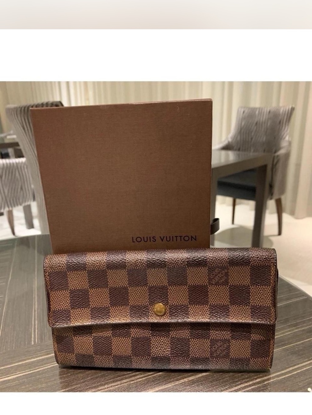 Louis Vuitton Brown Damier Ebene Check Clutch Wallet